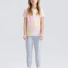 Back Open Short Sleeves **sky discharge print**