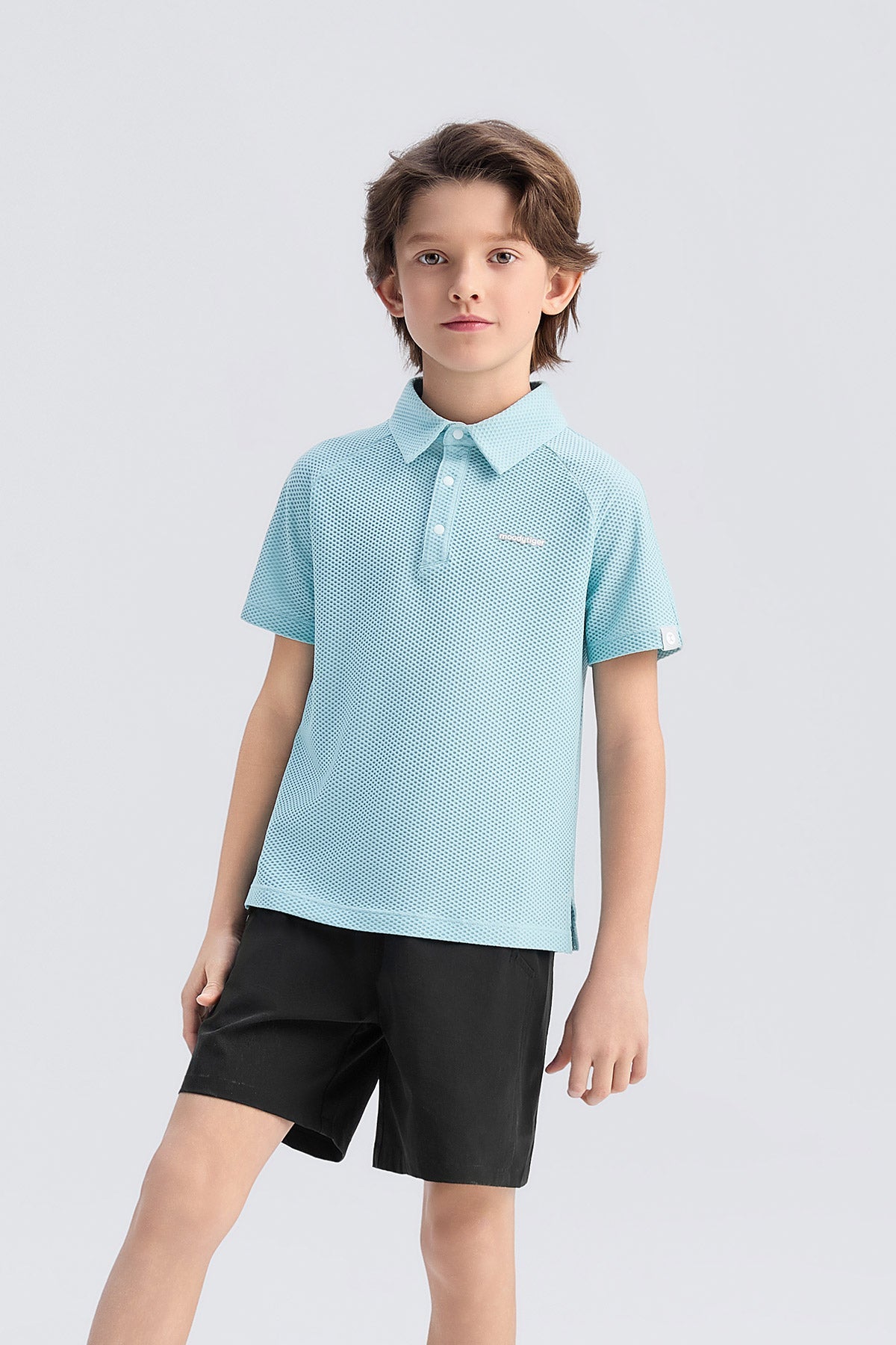 Bubble Mesh Short Sleeves Polo **Aqua**