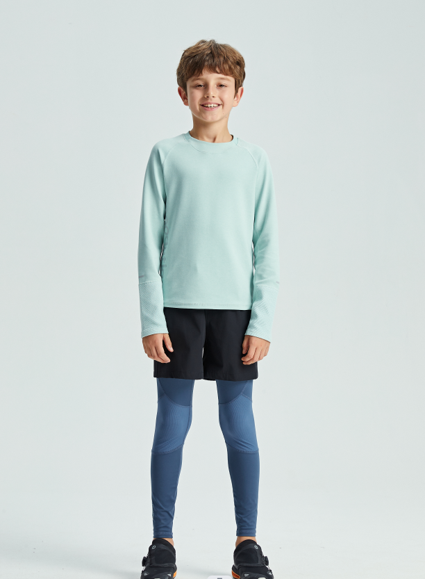 Crew neck color blocking long sleeves